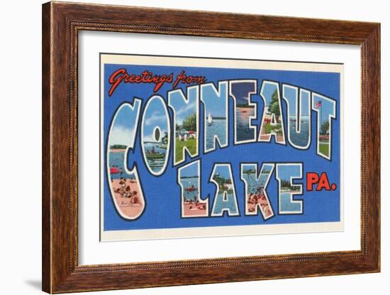 Greetings from Conneaut Lake, Pennsylvania-null-Framed Art Print