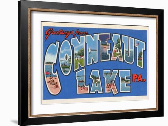 Greetings from Conneaut Lake, Pennsylvania-null-Framed Art Print