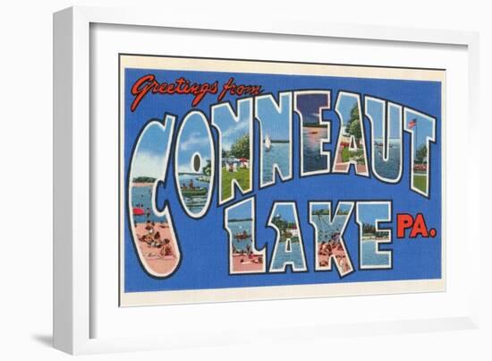 Greetings from Conneaut Lake, Pennsylvania-null-Framed Art Print