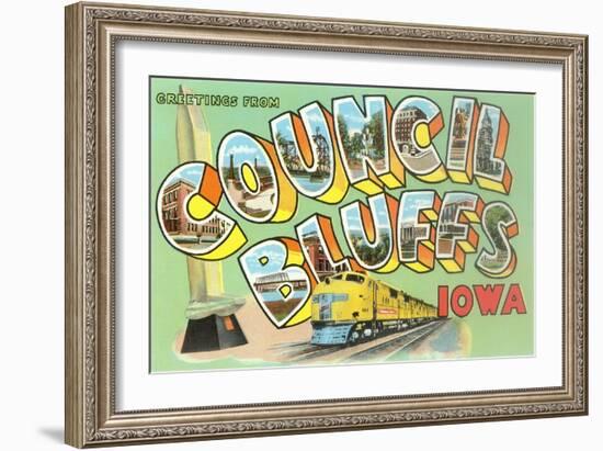 Greetings from Councilo Bluffs, Iowa-null-Framed Art Print