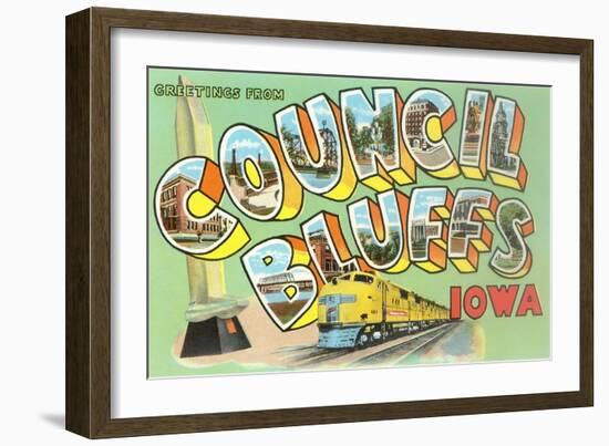 Greetings from Councilo Bluffs, Iowa-null-Framed Art Print