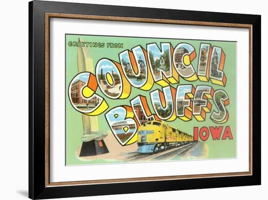 Greetings from Councilo Bluffs, Iowa-null-Framed Art Print