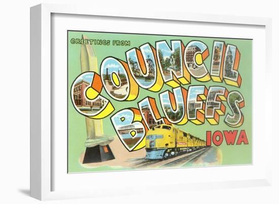 Greetings from Councilo Bluffs, Iowa-null-Framed Art Print