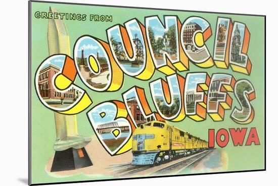 Greetings from Councilo Bluffs, Iowa-null-Mounted Art Print