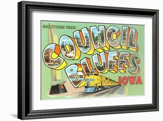 Greetings from Councilo Bluffs, Iowa-null-Framed Art Print