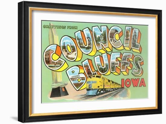 Greetings from Councilo Bluffs, Iowa-null-Framed Art Print