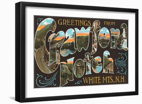 Greetings from Crawford Notch, White Mountains, New Hampshire-null-Framed Art Print