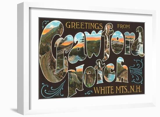 Greetings from Crawford Notch, White Mountains, New Hampshire-null-Framed Art Print