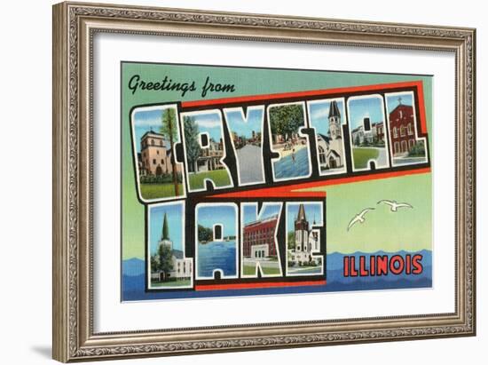 Greetings from Crystal Lake, Illinois-null-Framed Art Print