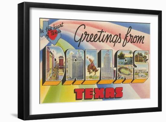 Greetings from Dallas, Texas, in the Heart of Texas-null-Framed Giclee Print