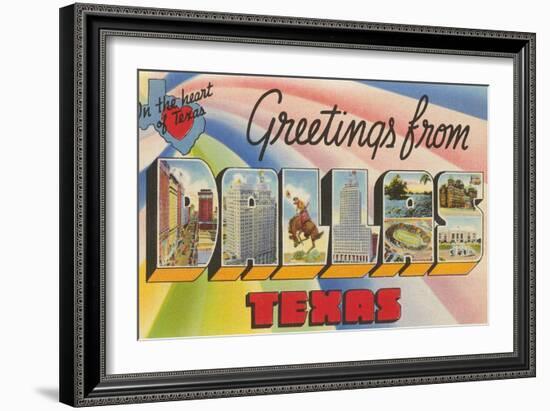 Greetings from Dallas, Texas, in the Heart of Texas-null-Framed Giclee Print