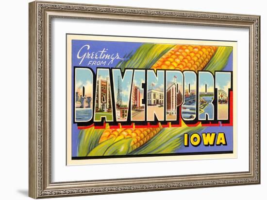 Greetings from Davenport, Iowa-null-Framed Art Print