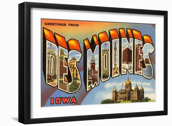 Greetings from Des Moines, Iowa-null-Framed Art Print