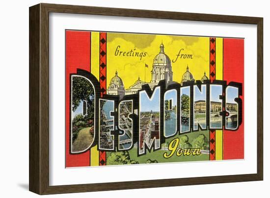 Greetings from Des Moines, Iowa-null-Framed Giclee Print