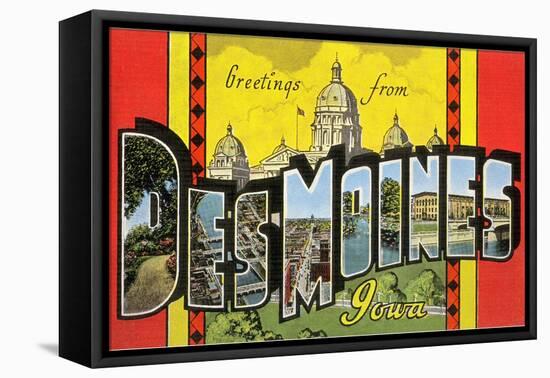Greetings from Des Moines, Iowa-null-Framed Premier Image Canvas