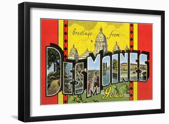 Greetings from des Moines, Iowa-null-Framed Art Print