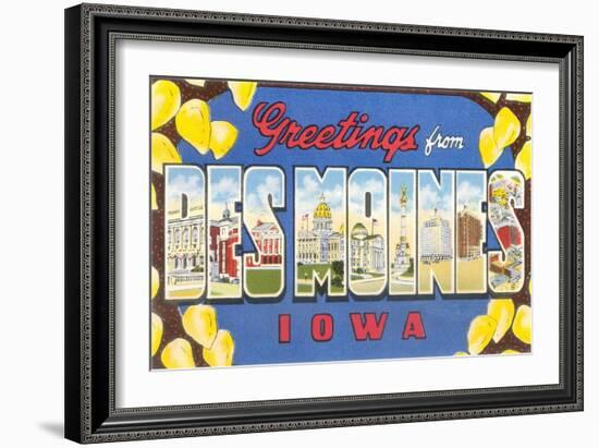 Greetings from Des Moines, Iowa-null-Framed Giclee Print