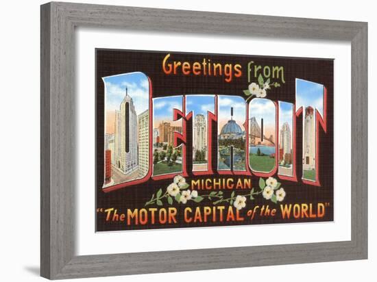 Greetings from Detroit, Michigan, the Motor Capital of the World-null-Framed Giclee Print