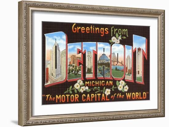 Greetings from Detroit, Michigan-null-Framed Art Print