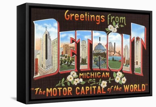 Greetings from Detroit, Michigan-null-Framed Stretched Canvas