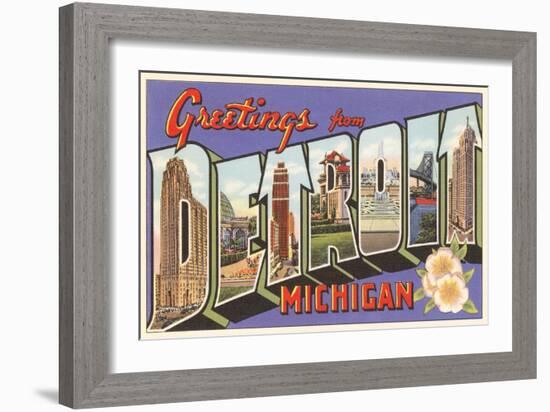 Greetings from Detroit, Michigan-null-Framed Art Print