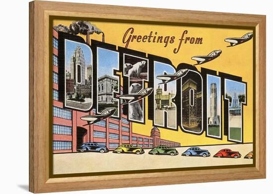 Greetings from Detroit, Michigan-null-Framed Stretched Canvas