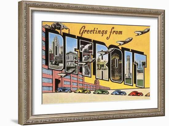 Greetings from Detroit, Michigan-null-Framed Art Print