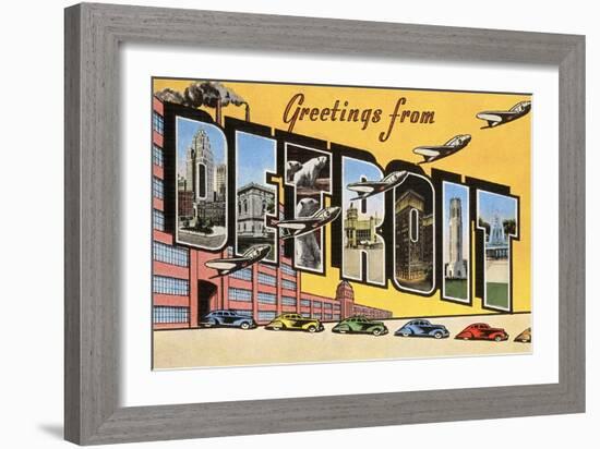 Greetings from Detroit, Michigan-null-Framed Art Print