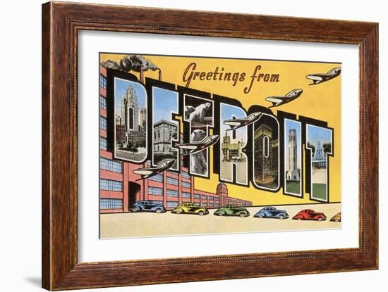 Greetings from Detroit, Michigan-null-Framed Art Print