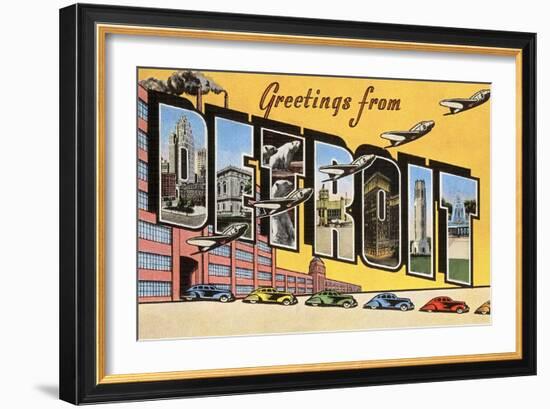 Greetings from Detroit, Michigan-null-Framed Art Print