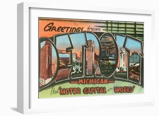 Greetings from Detroit, Michigan-null-Framed Art Print