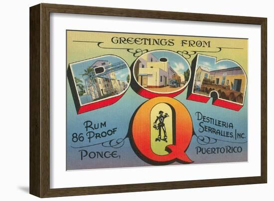 Greetings from Don Q, Ponce, Puerto Rico-null-Framed Art Print