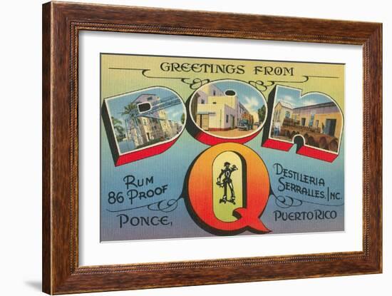 Greetings from Don Q, Ponce, Puerto Rico-null-Framed Art Print