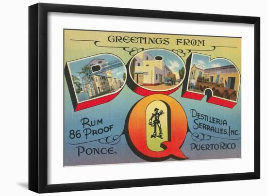 Greetings from Don Q, Ponce, Puerto Rico-null-Framed Art Print