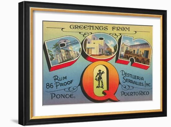 Greetings from Don Q, Ponce, Puerto Rico-null-Framed Art Print