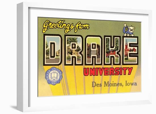 Greetings from Drake University, des Moines, Iowa-null-Framed Art Print