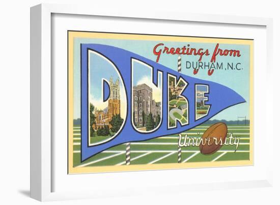 Greetings from Duke University, North Carolina-null-Framed Art Print