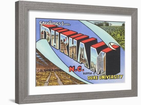 Greetings from Durham, North Carolina-null-Framed Art Print