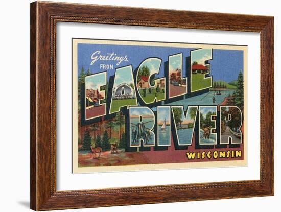 Greetings from Eagle River, Wisconsin-null-Framed Art Print