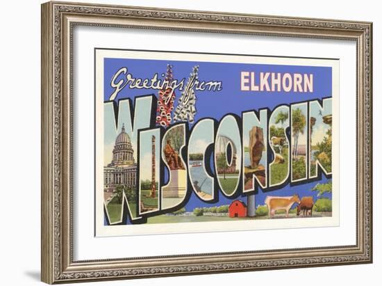 Greetings from Elkhorn, Wisconsin-null-Framed Art Print