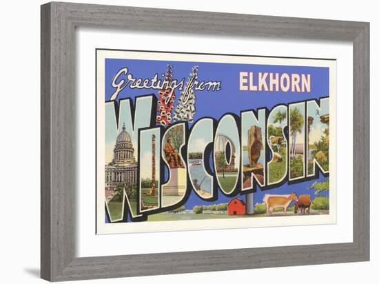 Greetings from Elkhorn, Wisconsin-null-Framed Art Print