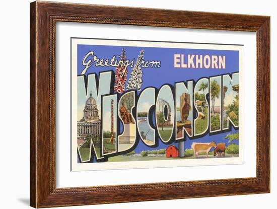 Greetings from Elkhorn, Wisconsin-null-Framed Art Print