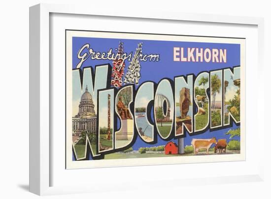 Greetings from Elkhorn, Wisconsin-null-Framed Art Print