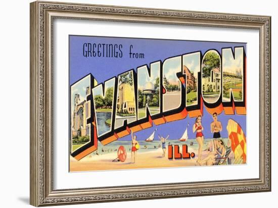 Greetings from Evanston, Illinois-null-Framed Art Print