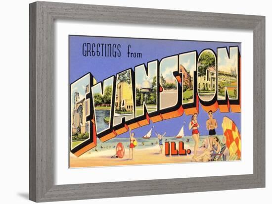 Greetings from Evanston, Illinois-null-Framed Art Print