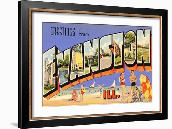 Greetings from Evanston, Illinois-null-Framed Art Print