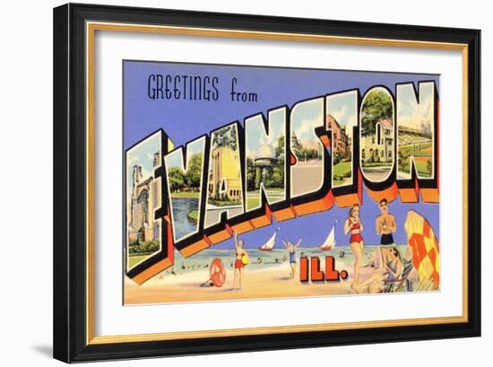 Greetings from Evanston, Illinois-null-Framed Art Print