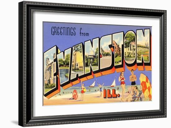 Greetings from Evanston, Illinois-null-Framed Art Print