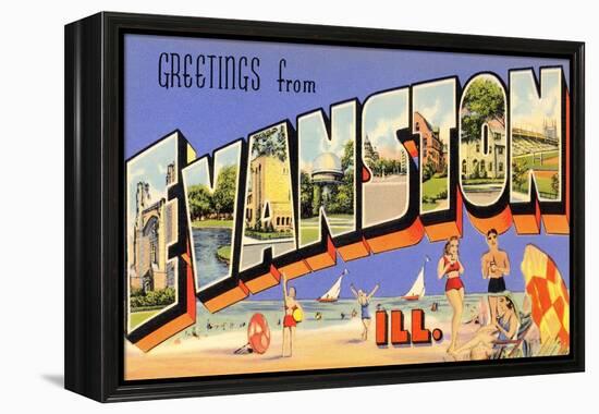 Greetings from Evanston, Illinois-null-Framed Stretched Canvas