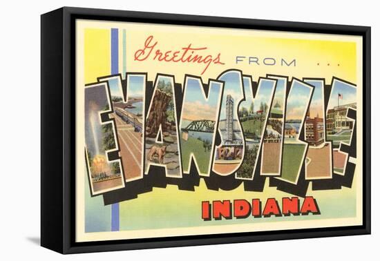 Greetings from Evansville, Indiana-null-Framed Stretched Canvas